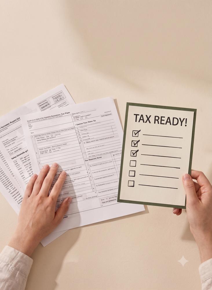 Completed tax-ready checklist with organized tax forms